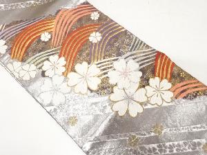 変わり青海波に桜模様織り出し全通袋帯